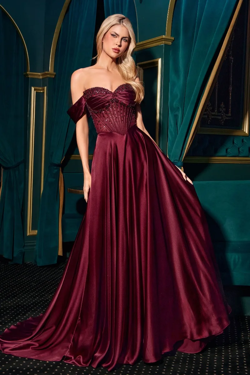 Ladivine CD297 Dress — BURGUNDY FRONT