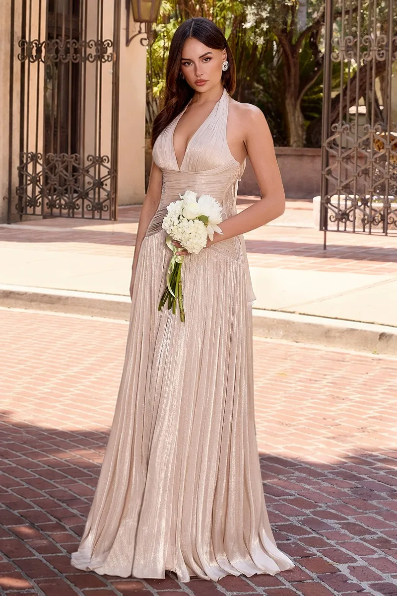 Ladivine CD412 Dress — CHAMPAGNE GOLD