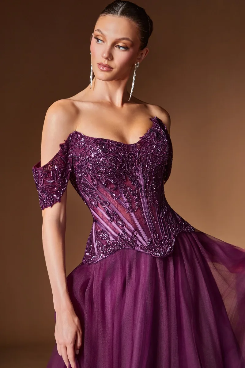 Ladivine CD657 Dress — EGGPLANT