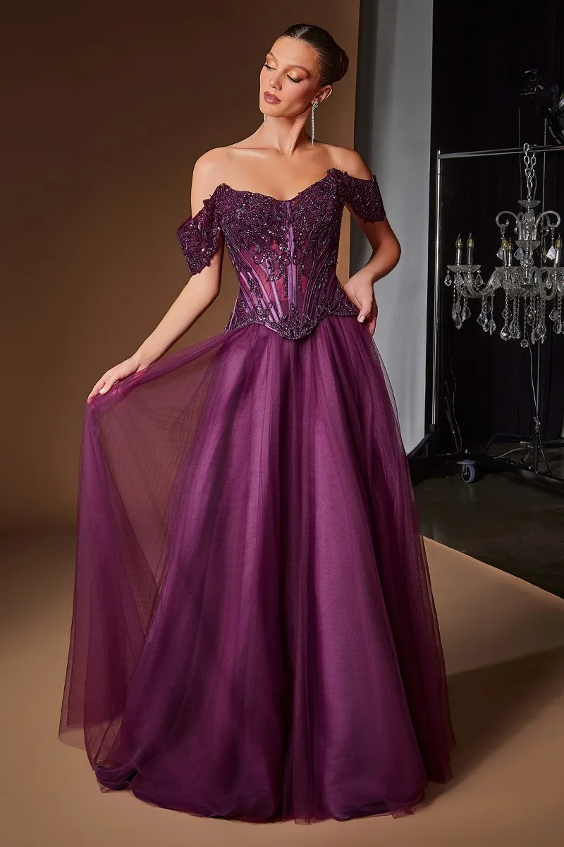 Ladivine CD657 Dress — EGGPLANT