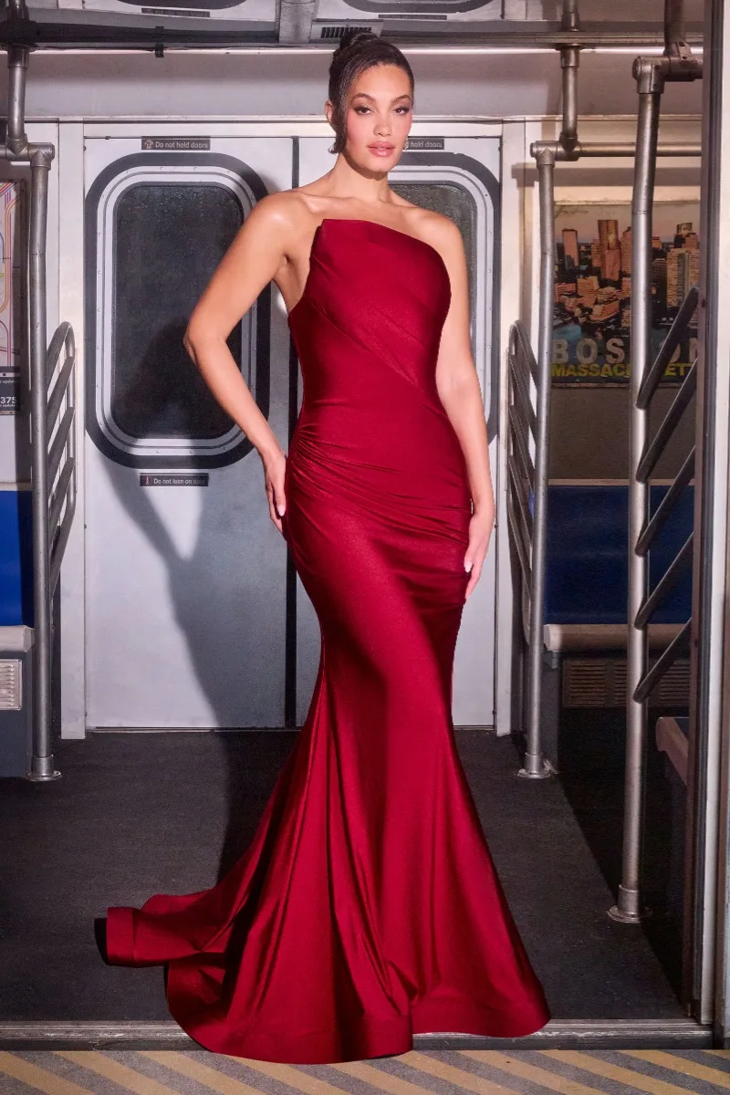 Ladivine CD694 Dress — BURGUNDY FRONT