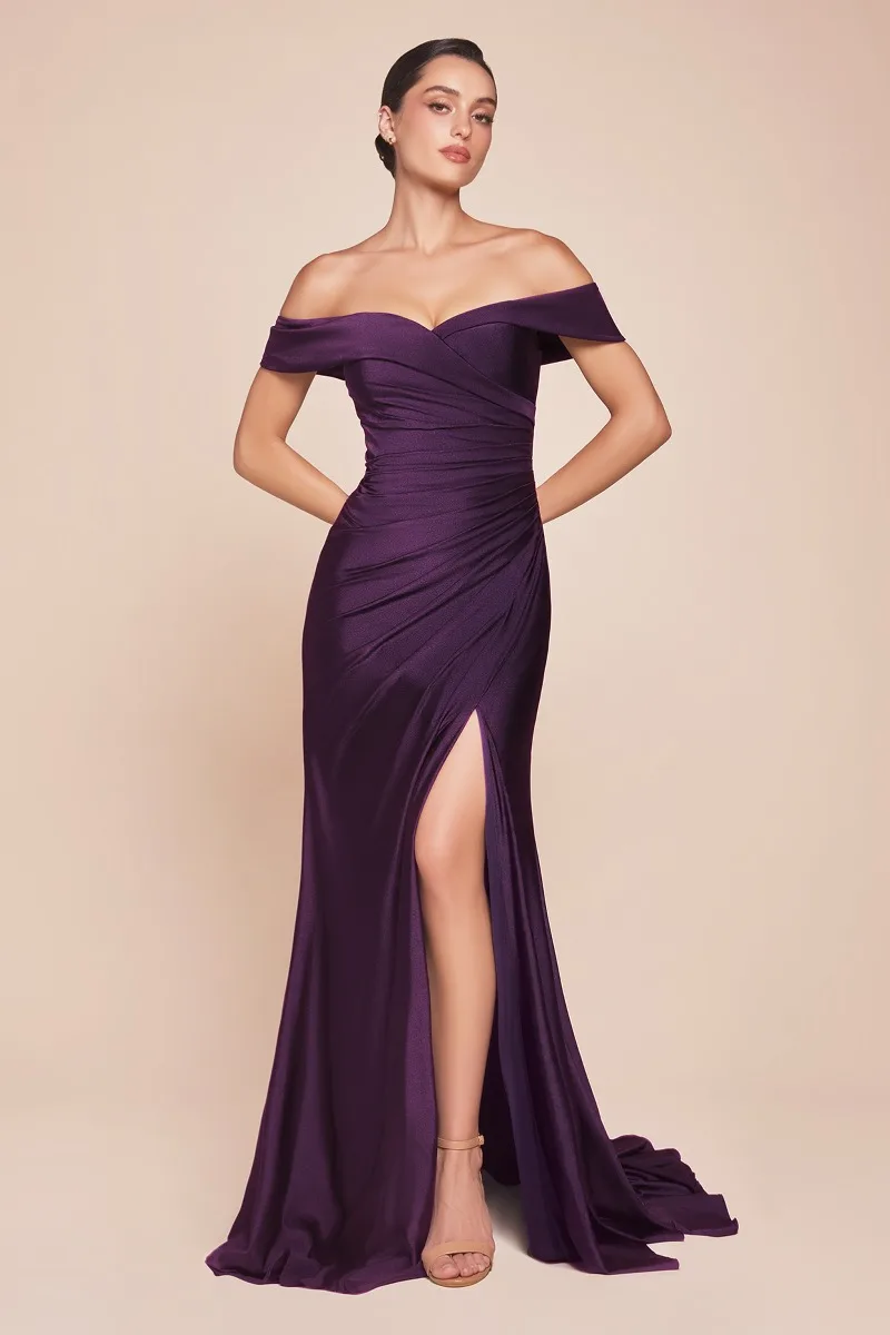 Ladivine CD790 Dress — EGGPLANT FRONT