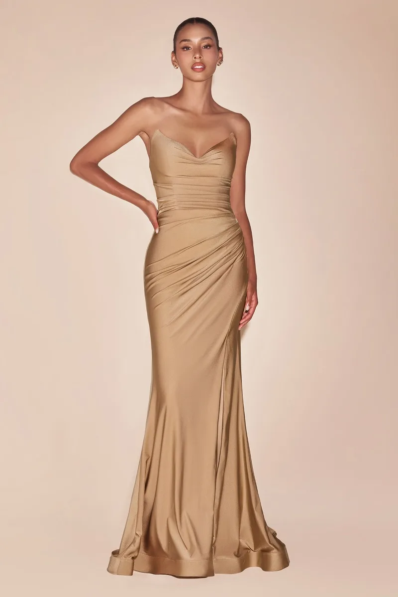 Ladivine CD791 Dress — NUDE GOLD