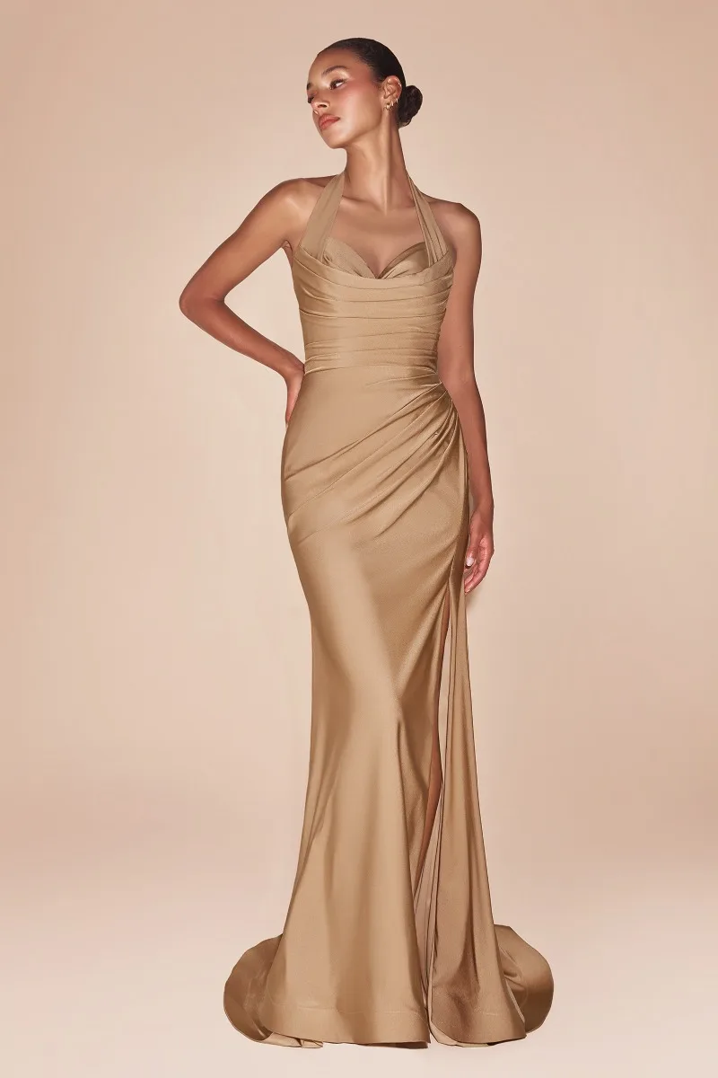 Ladivine CD796 Dress — NUDE GOLD