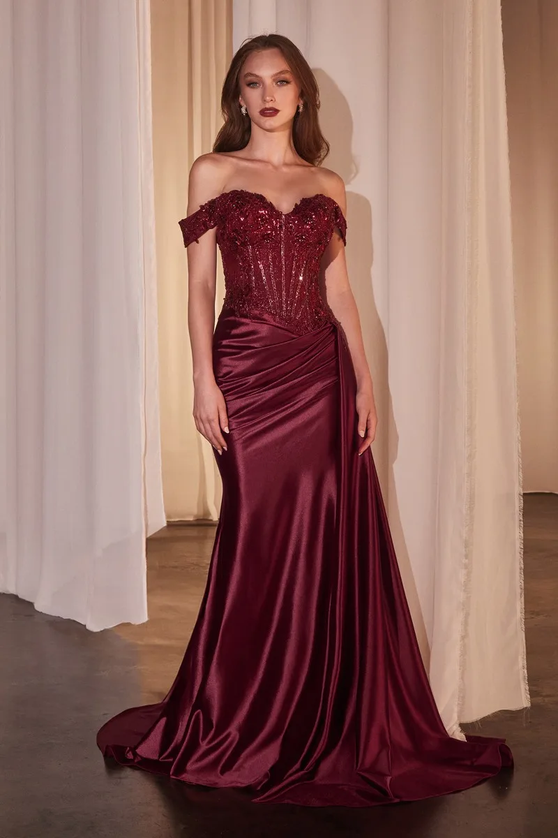 Ladivine CD803 Dress — BURGUNDY