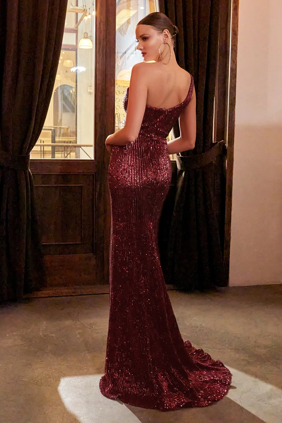 Ladivine CH182 Dress — BURGUNDY 2
