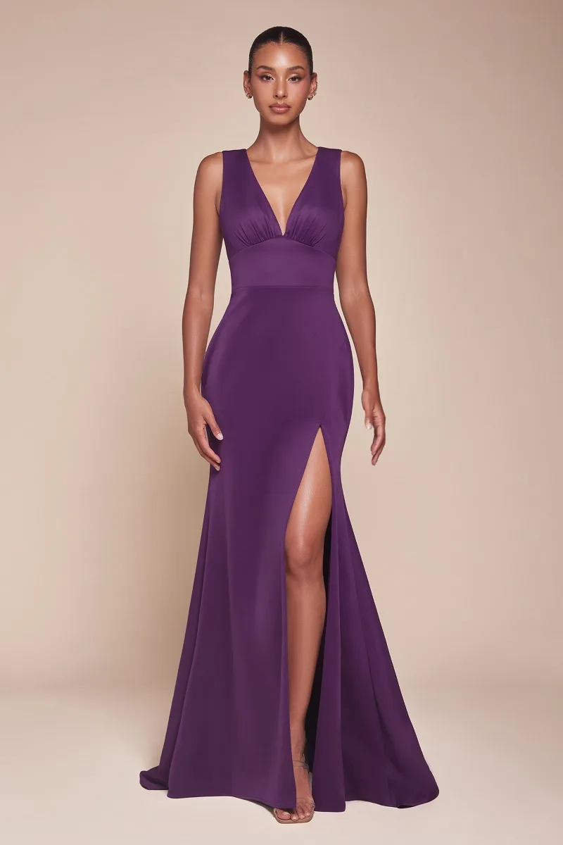 Ladivine CH395 Dress — EGGPLANT