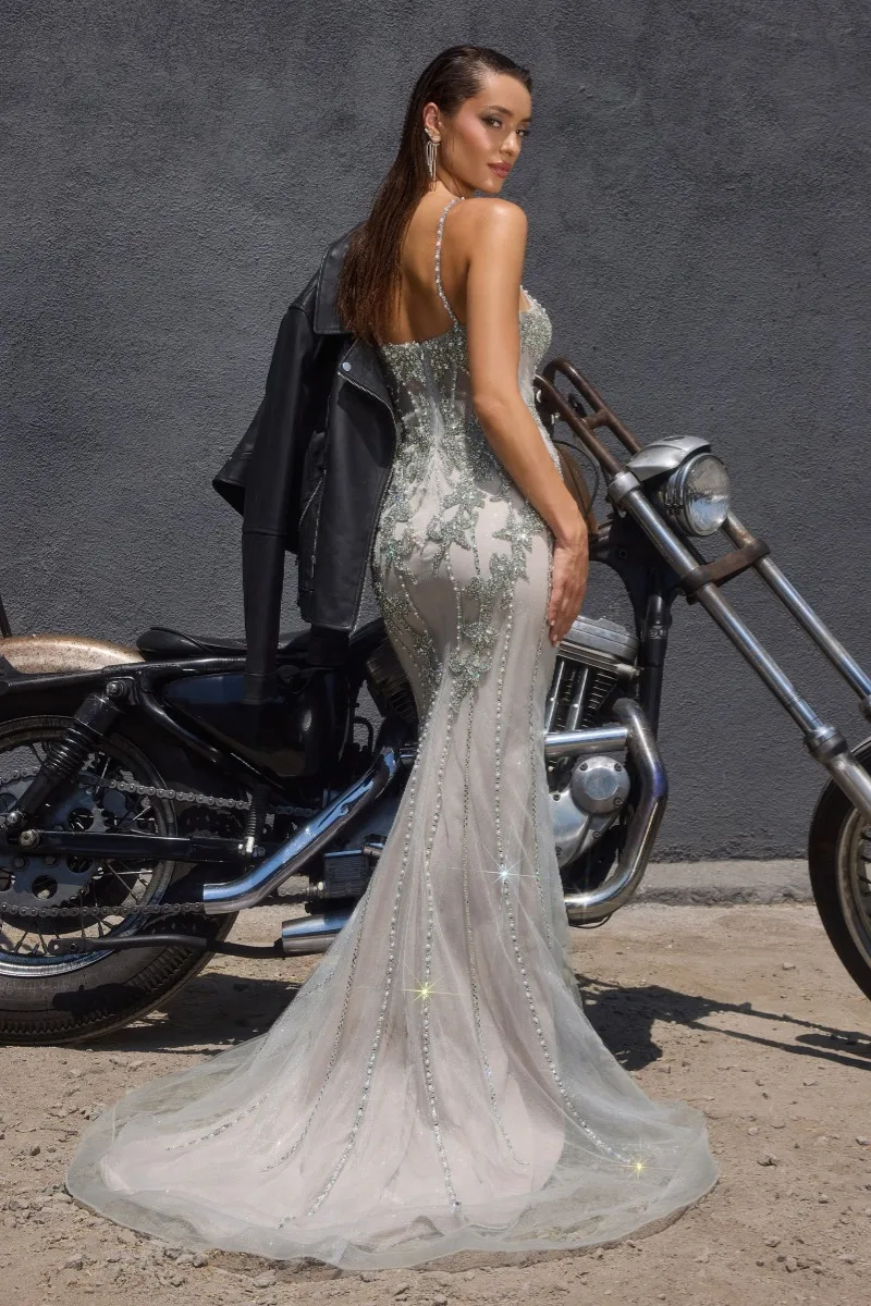 Ladivine CR383 Dress — SILVER NUDE