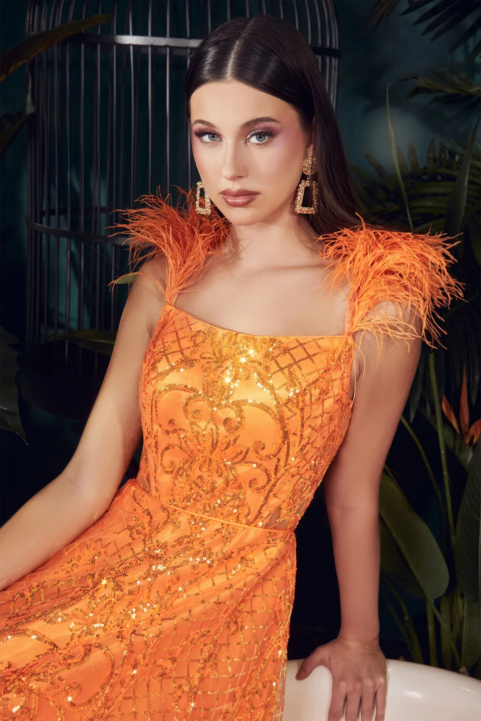 Ladivine KV1076 Dress — NEON ORANGE 1