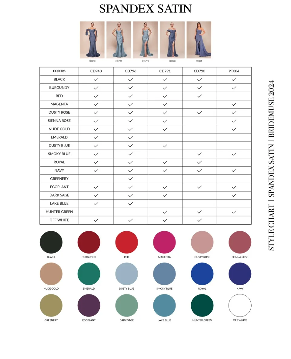 Ladivine CD943C Dress — LD BM COLORCHART SPANDEXSATIN