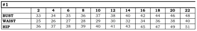 Ladivine 62211 Dress — SIZE CHART 1 7