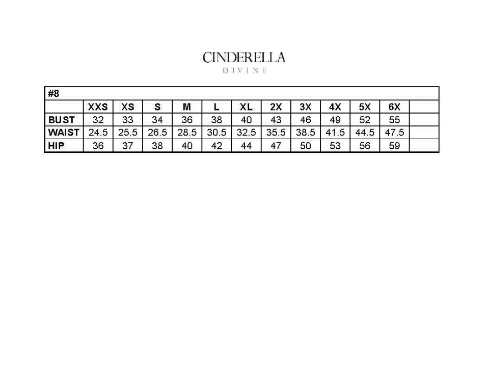 Ladivine Collective CD0183 Dress — SIZE CHART 8 10