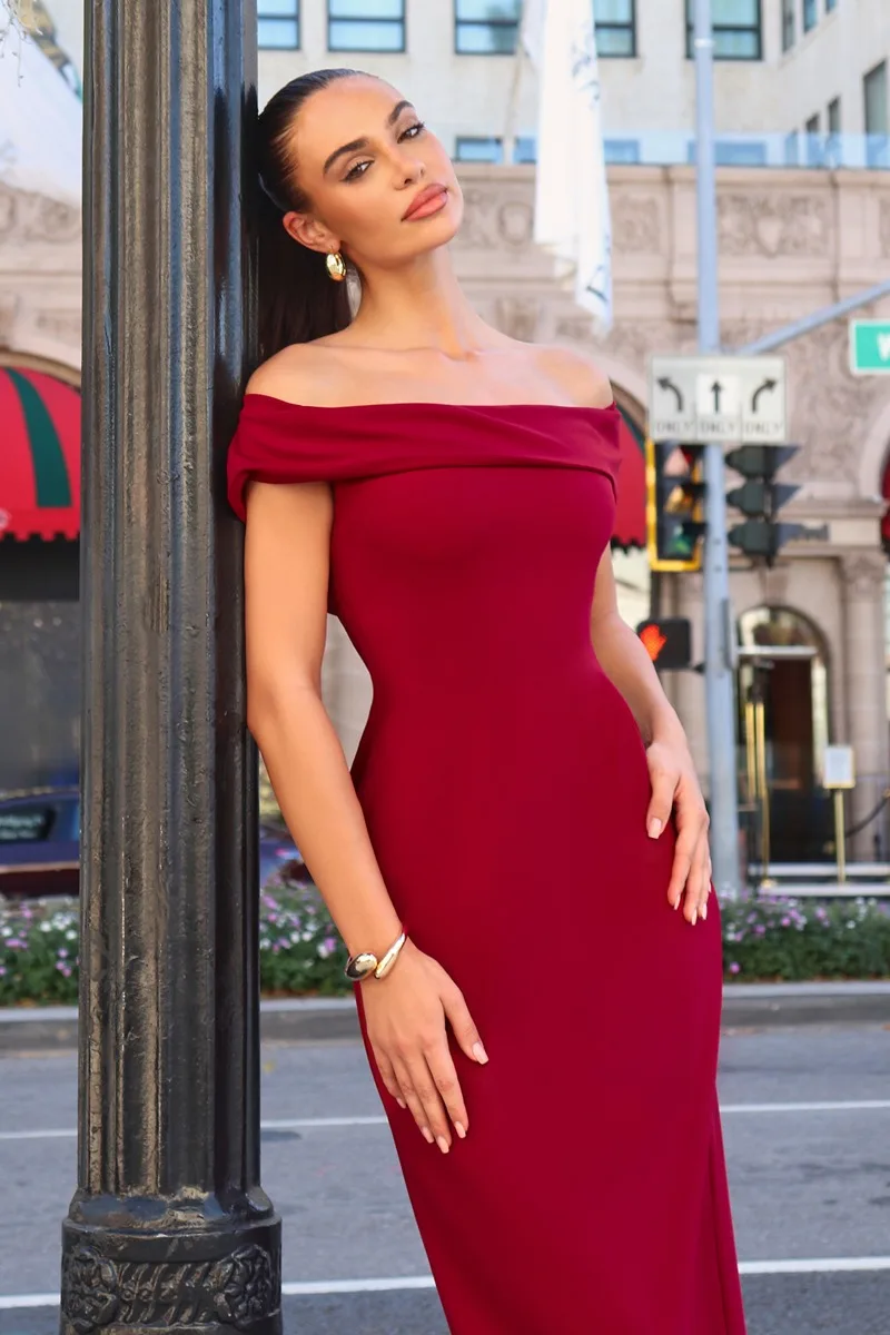 ASTEE T2011 Dress — BURGUNDY
