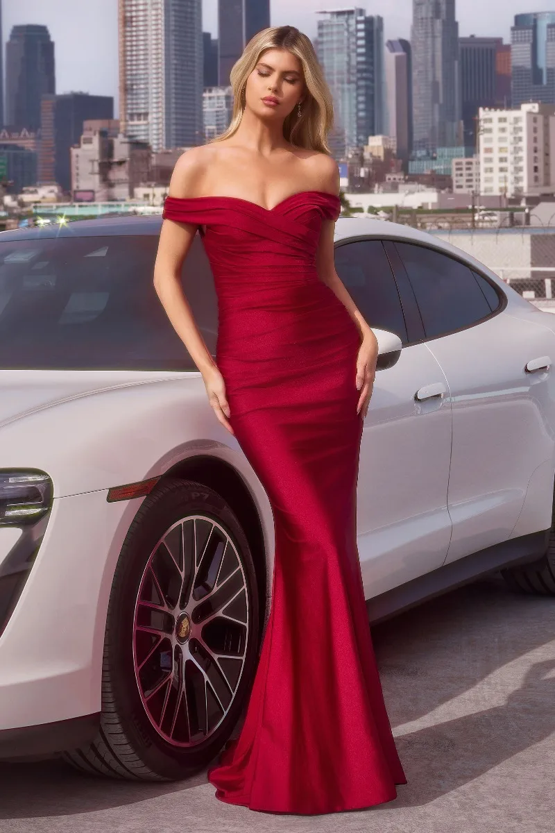 AMORIS T402 Dress — BURGUNDY