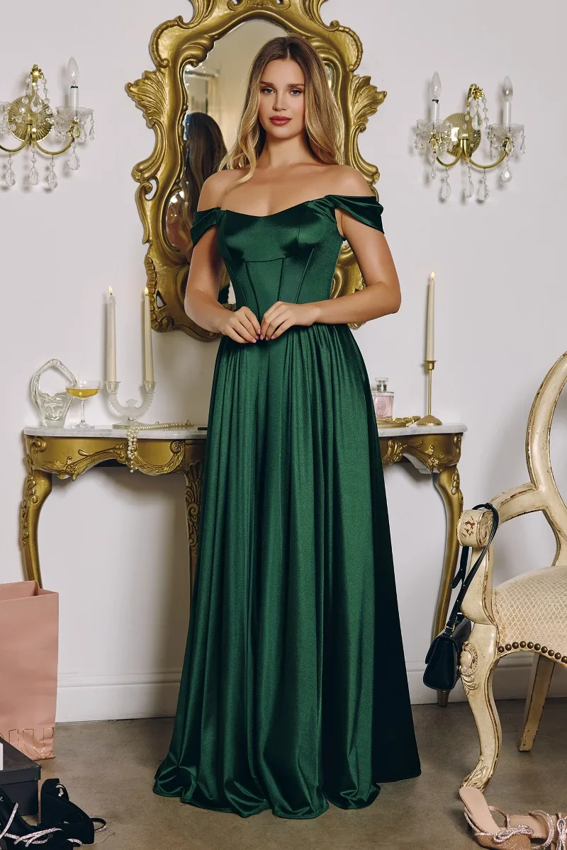 AMORIS T612 Dress — EMERALD FRONT2
