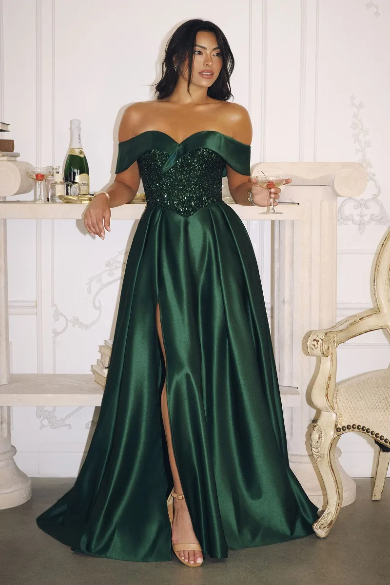AMORIS T614 Dress — EMERALD