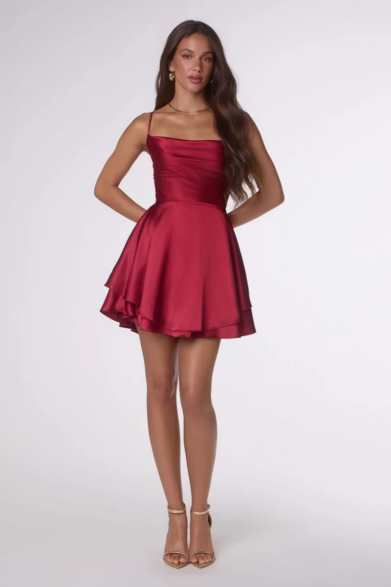 AMORIS T616 Dress — BURGUNDY