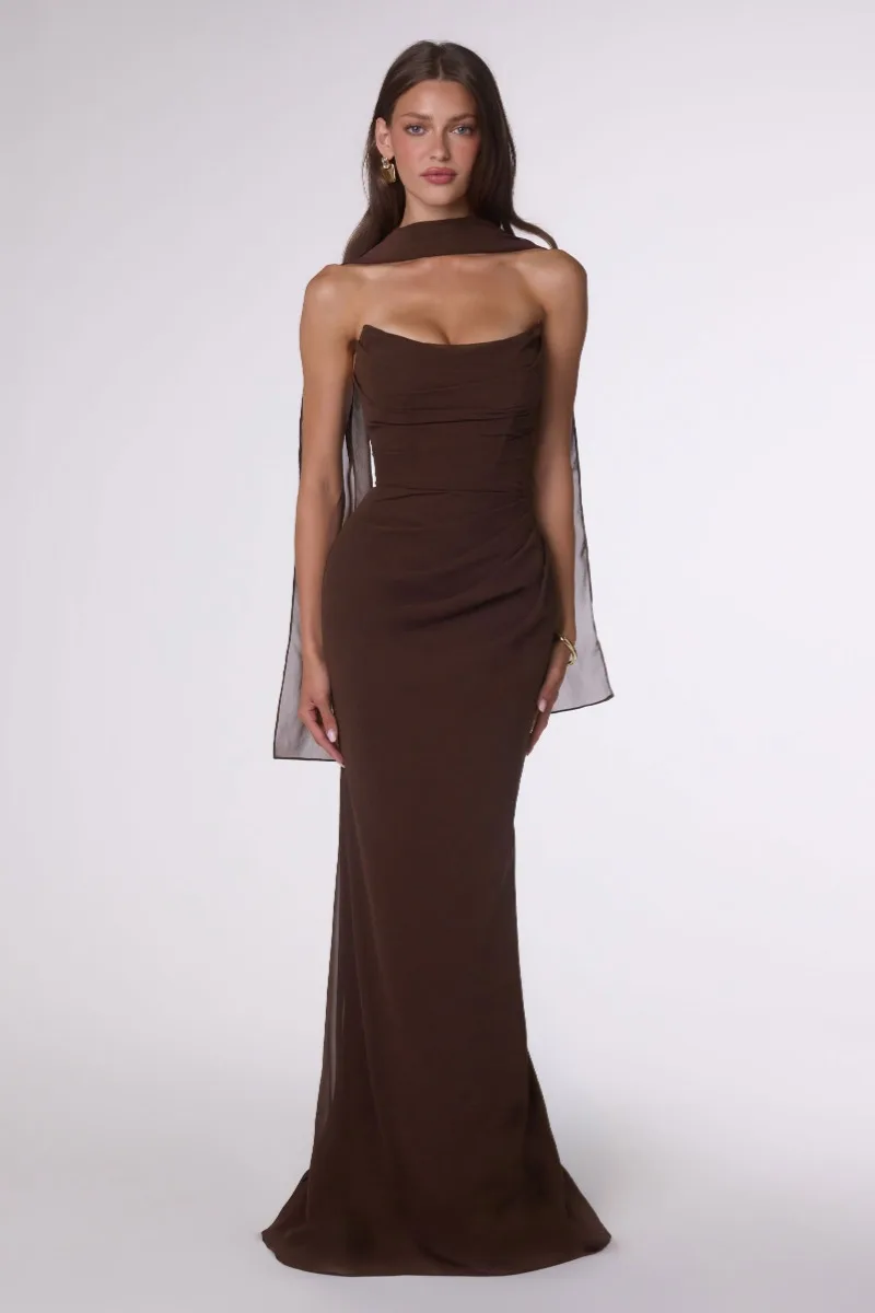 AMORIS T702 Dress — ESPRESSO