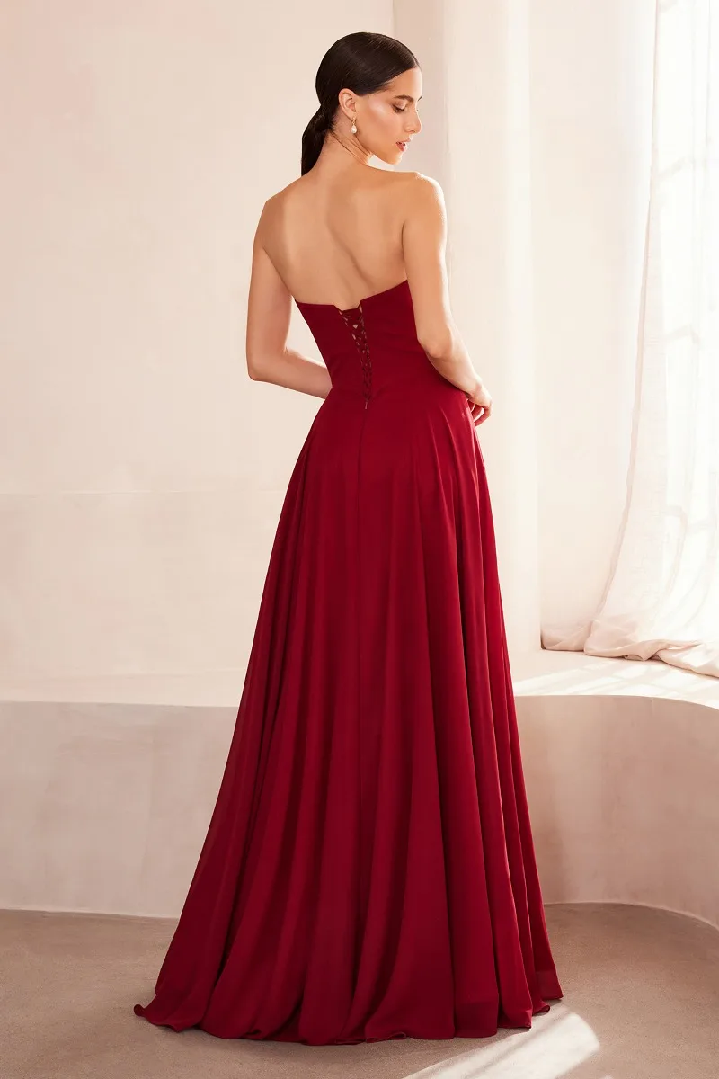 AMORIS T703 Dress — BURGUNDY