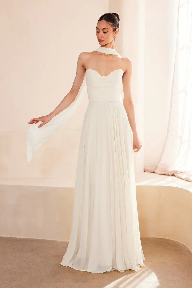 AMORIS T703W Dress — OFF WHITE