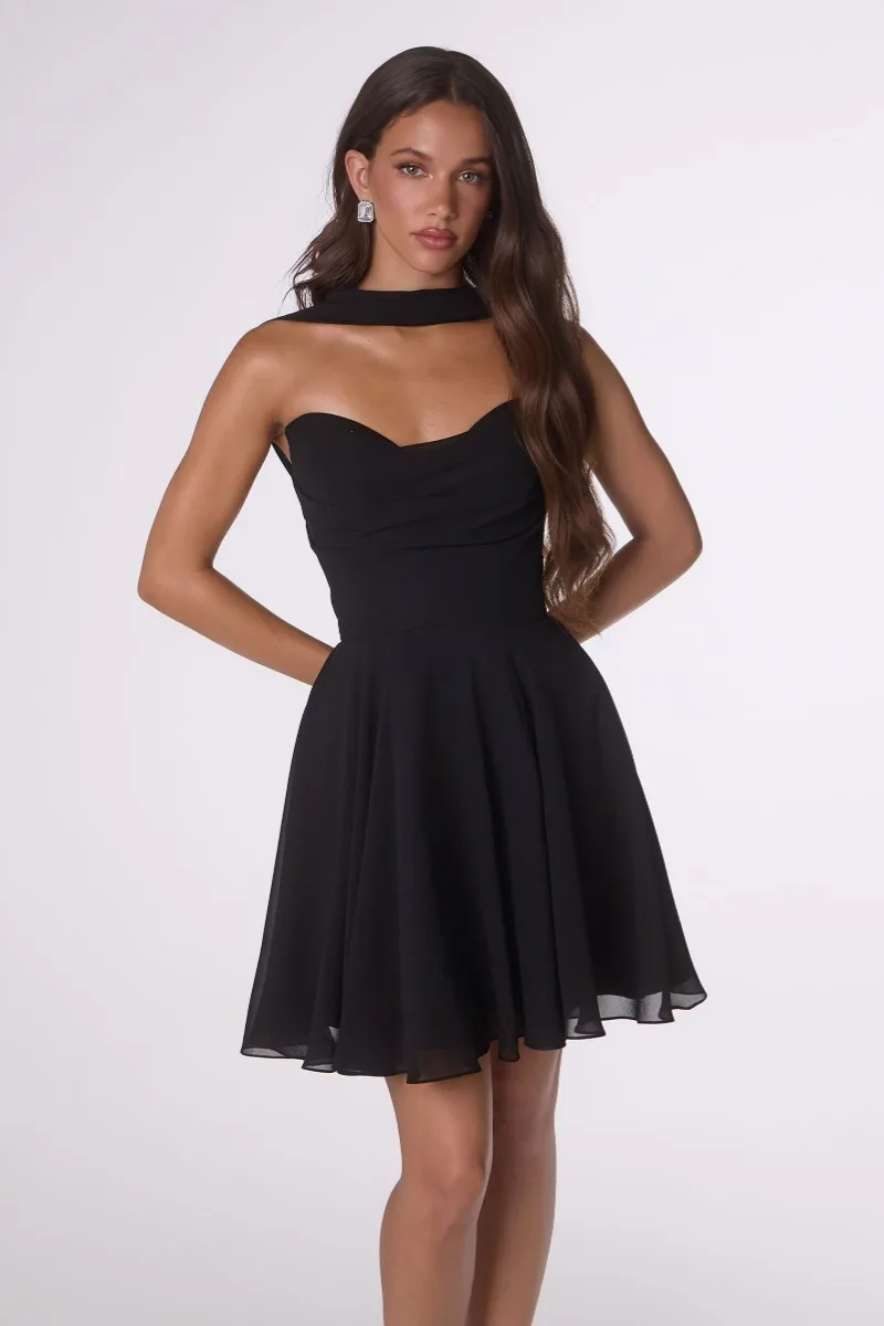 AMORIS T709 Dress — BLACK