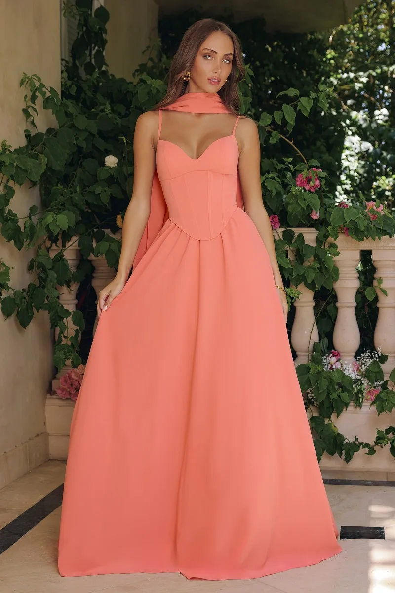 AMORIS T711 Dress — PASTEL CORAL