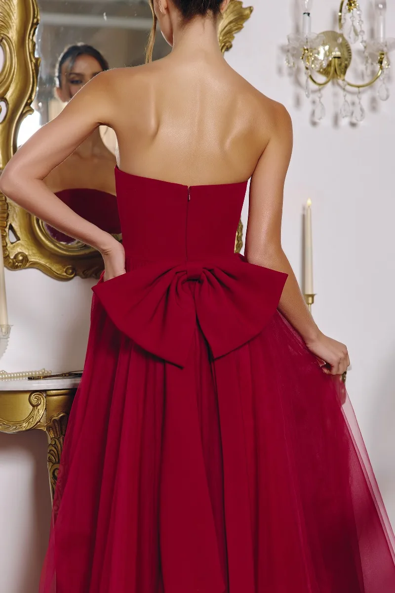AMORIS T712 Dress — BURGUNDY