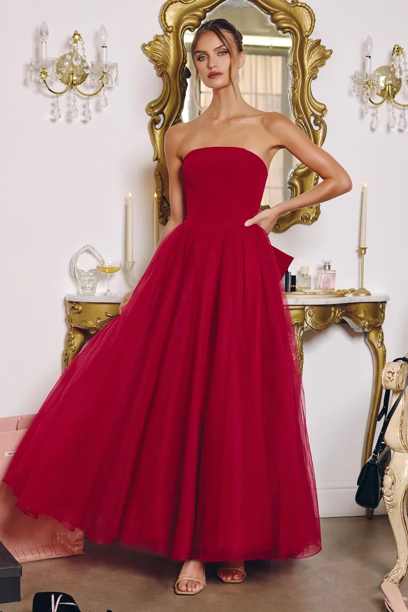 AMORIS T712 Dress — BURGUNDY FRONT REVISED