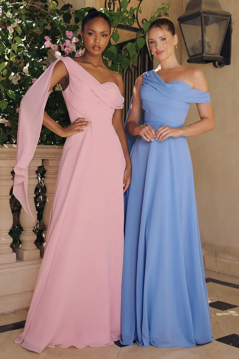 AMORIS T716 Dress — CORN FLOWER BLUE DUSTY ROSE
