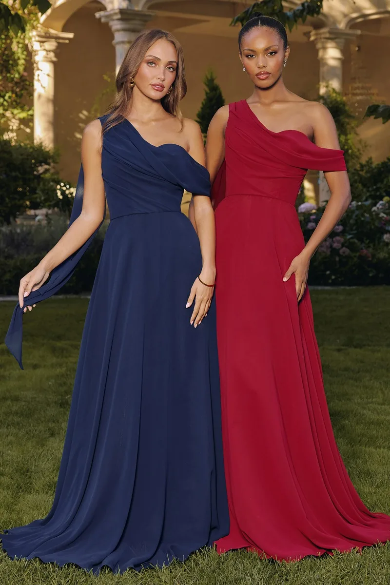 AMORIS T716 Dress — NAVY BURGUNDY