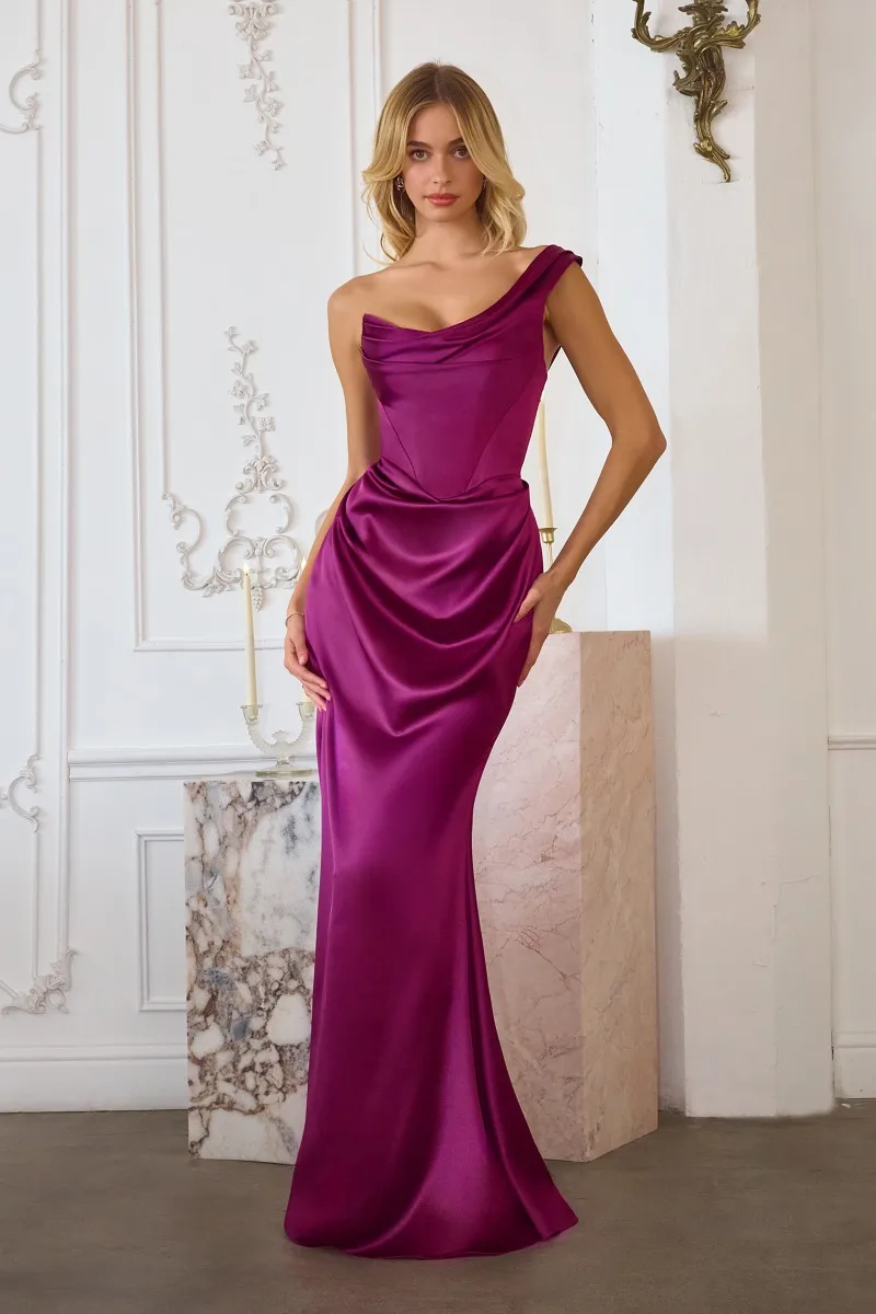 AMORIS T727 Dress — BERRY