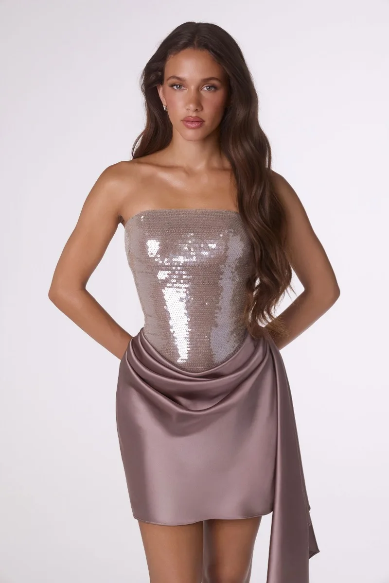 AMORIS T734 Dress — TAUPE