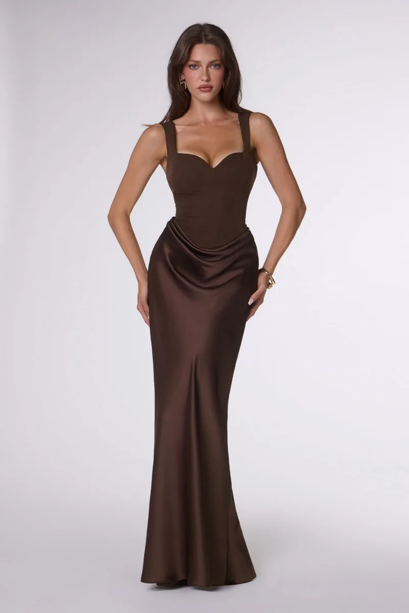 AMORIS T742 Dress — ESPRESSO