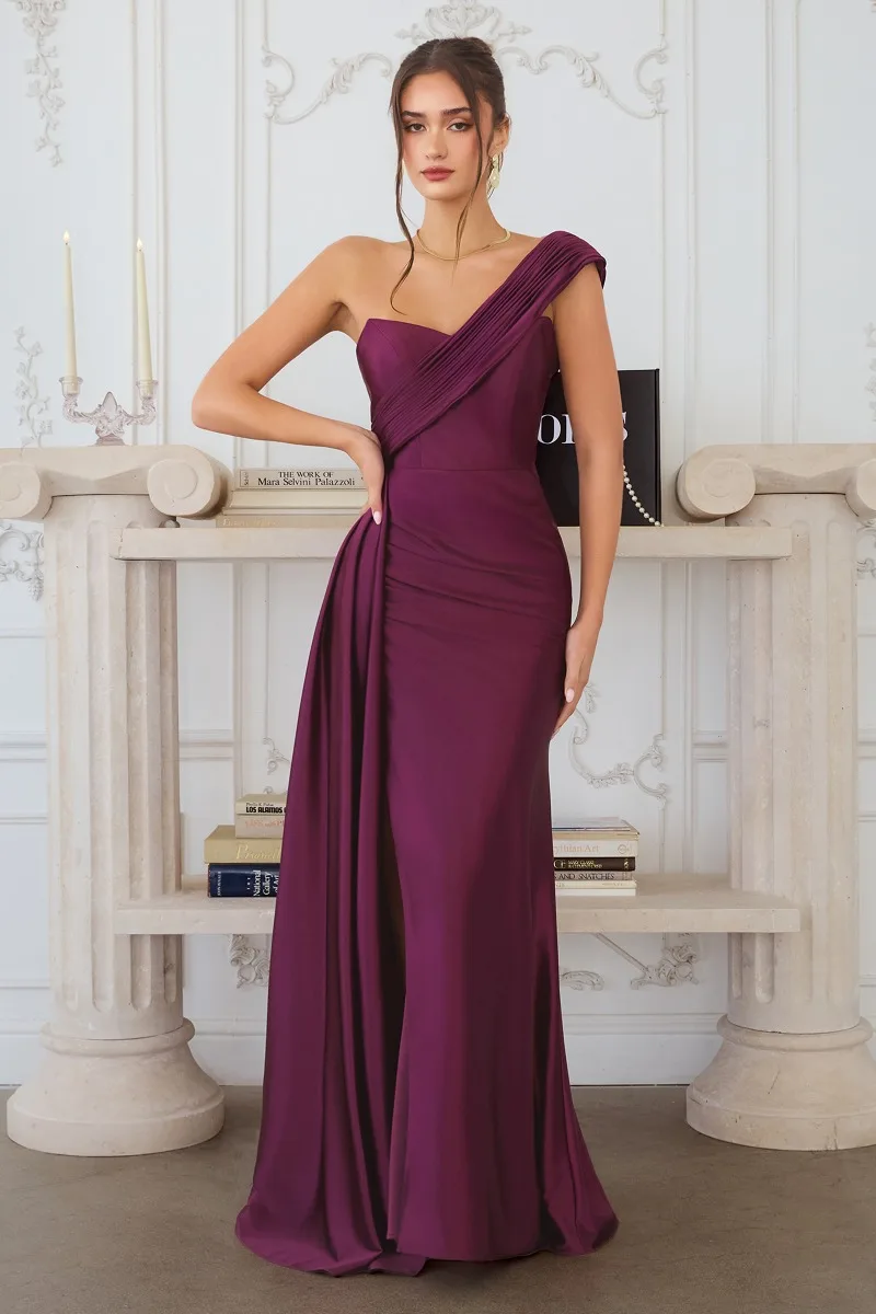 AMORIS T817 Dress — EGGPLANT