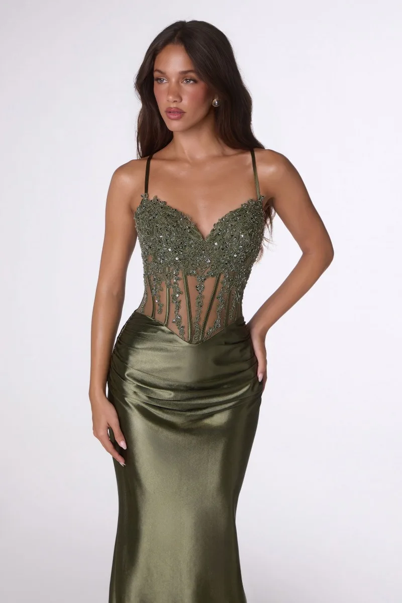 AMORIS T819 Dress — OLIVE