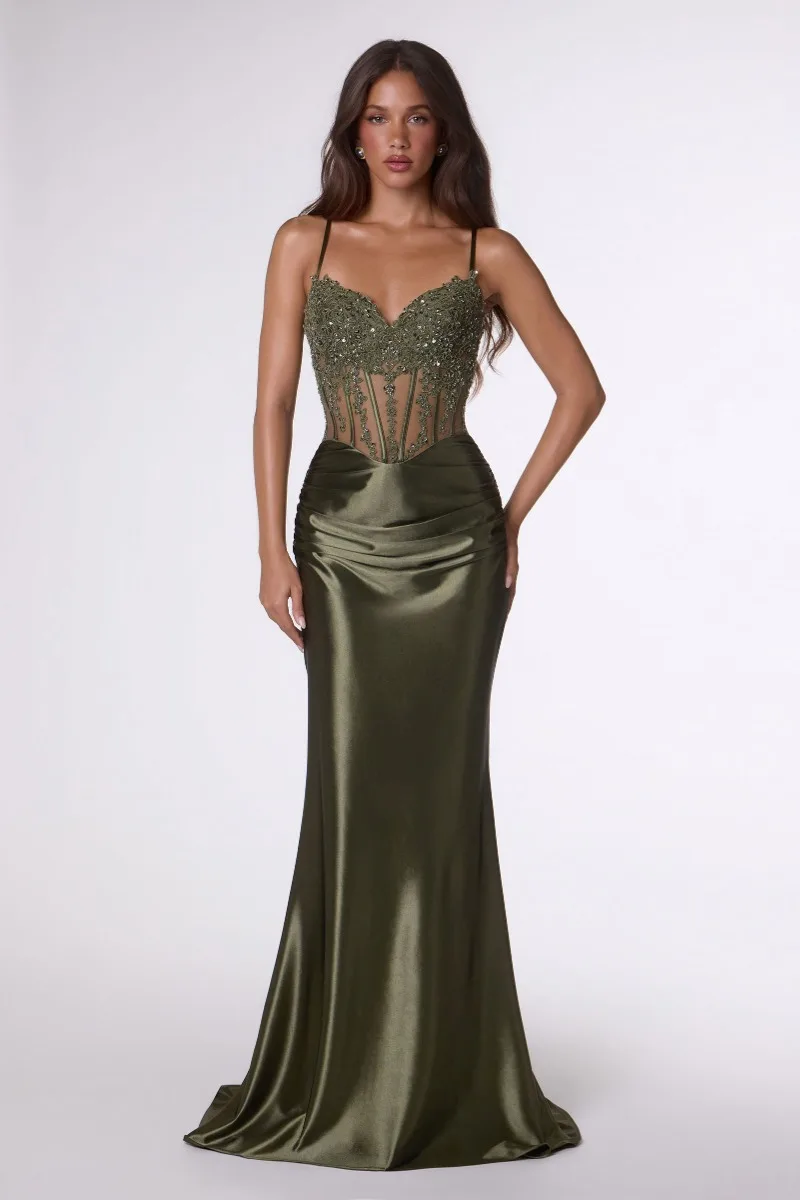 AMORIS T819 Dress — OLIVE