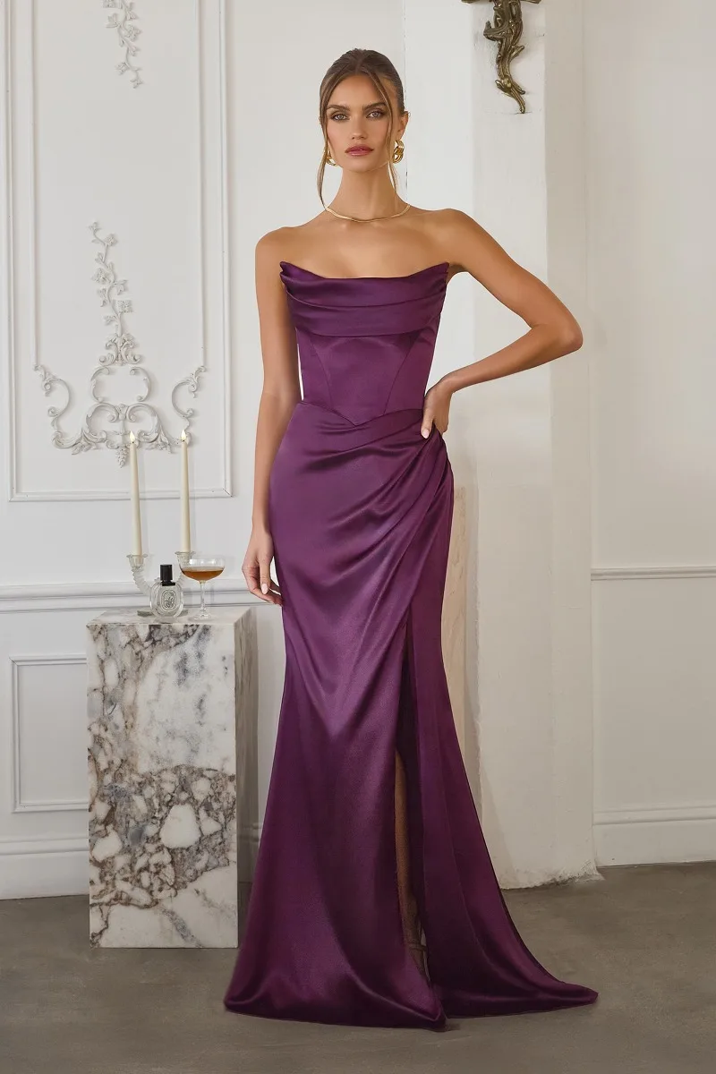 AMORIS T820 Dress — EGGPLANT