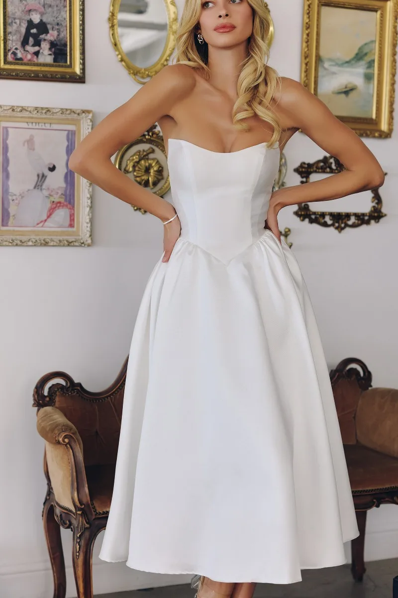 AMORIS T822W Dress — OFF WHITE