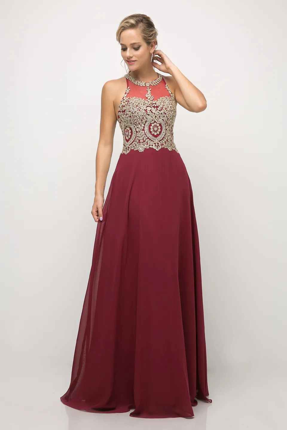 Ladivine UJ0120 Dress — BURGUNDY