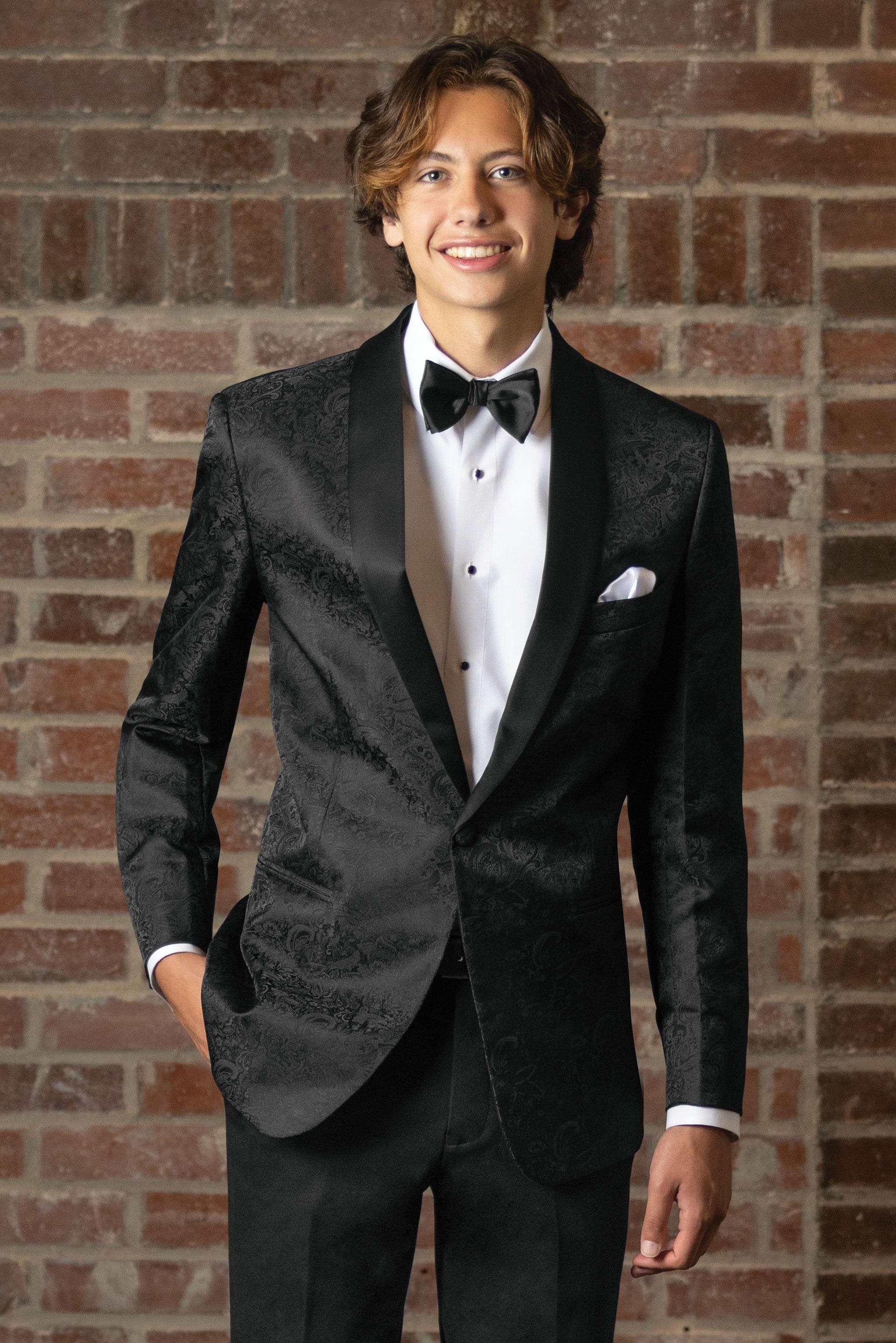 Black Paisley Slim Fit Tuxedo Coat — photo 2