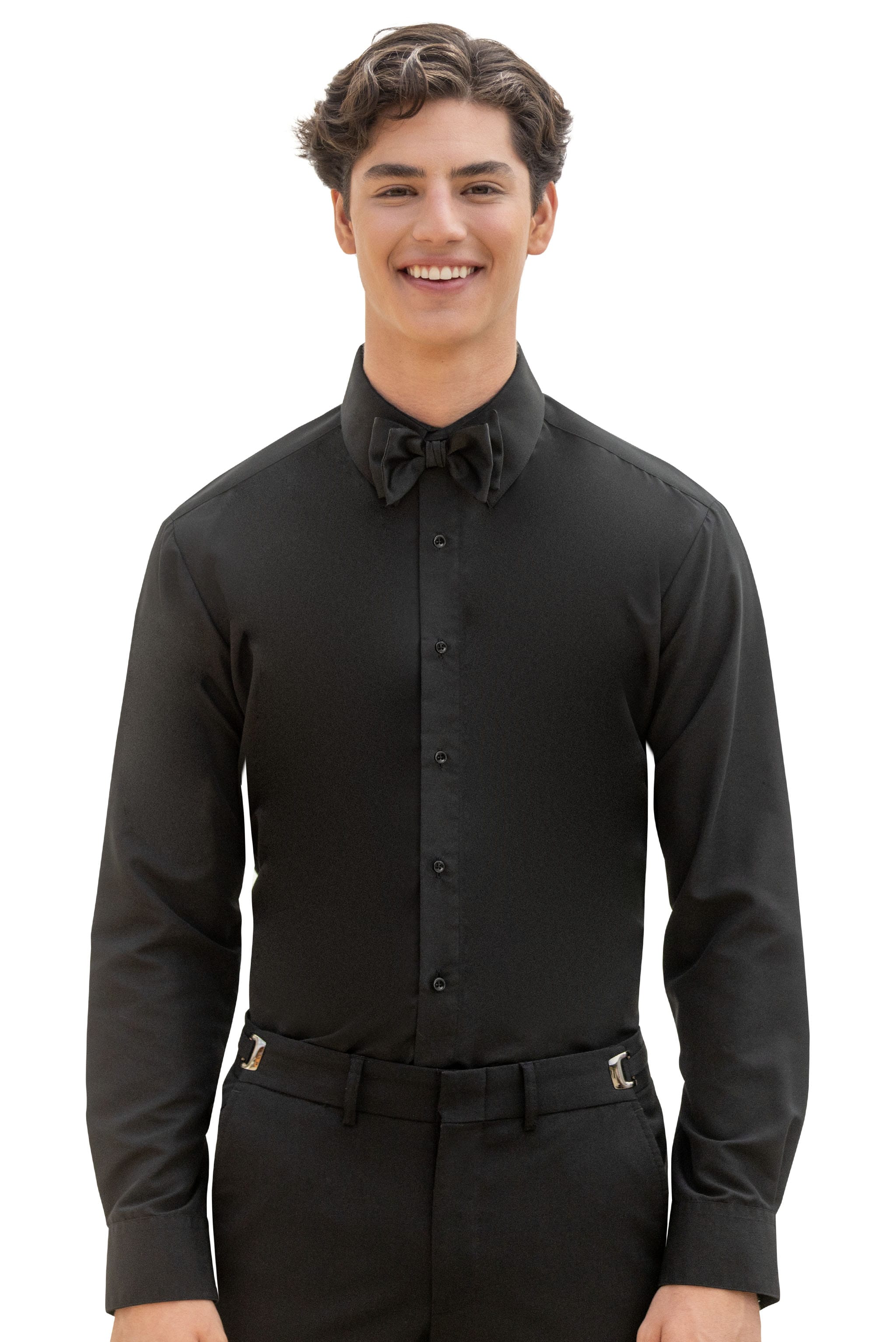 Black Slim Fit Microfiber Shirt — photo 1