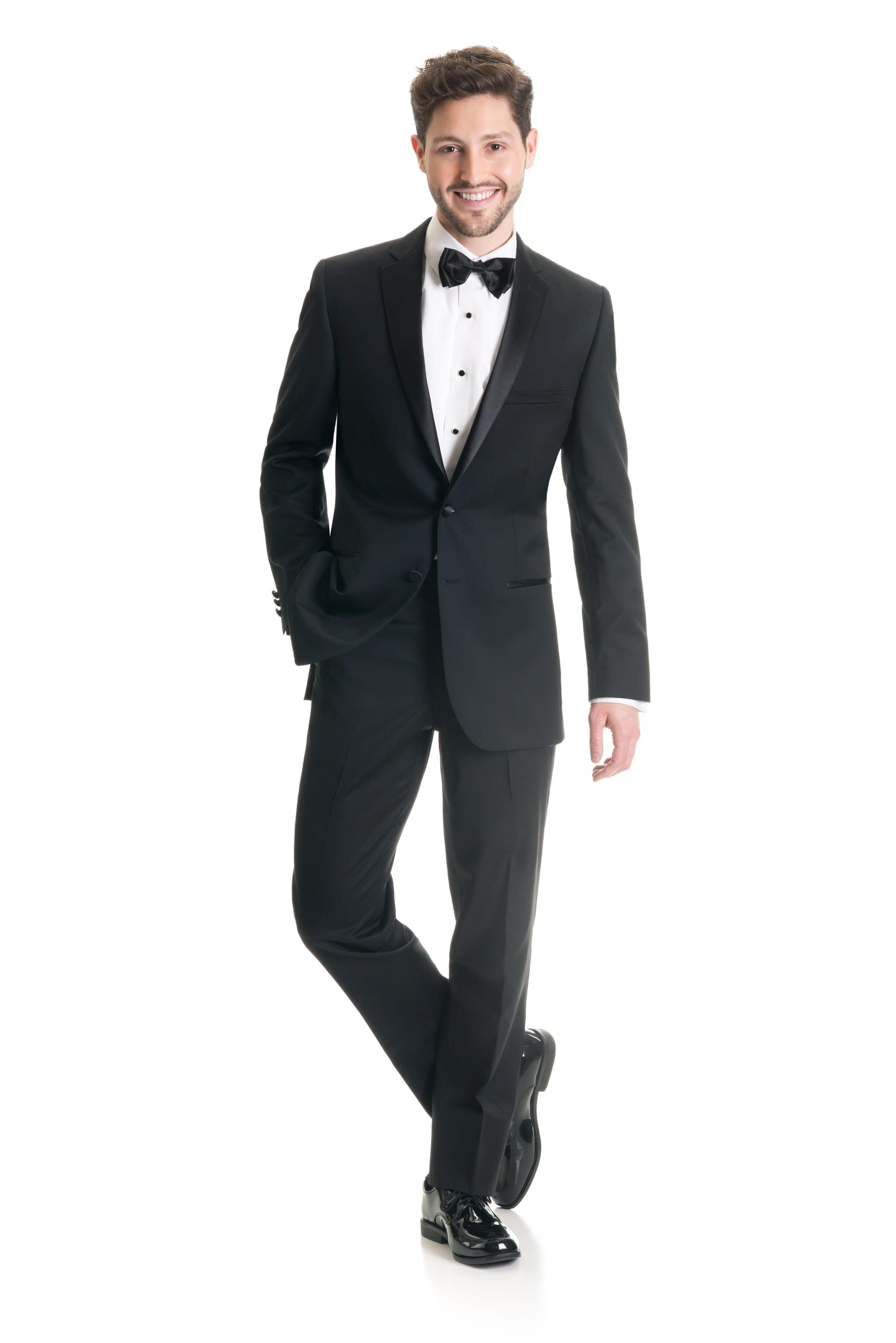 Black Slim Fit Tuxedo Coat - Super 120's — photo 2