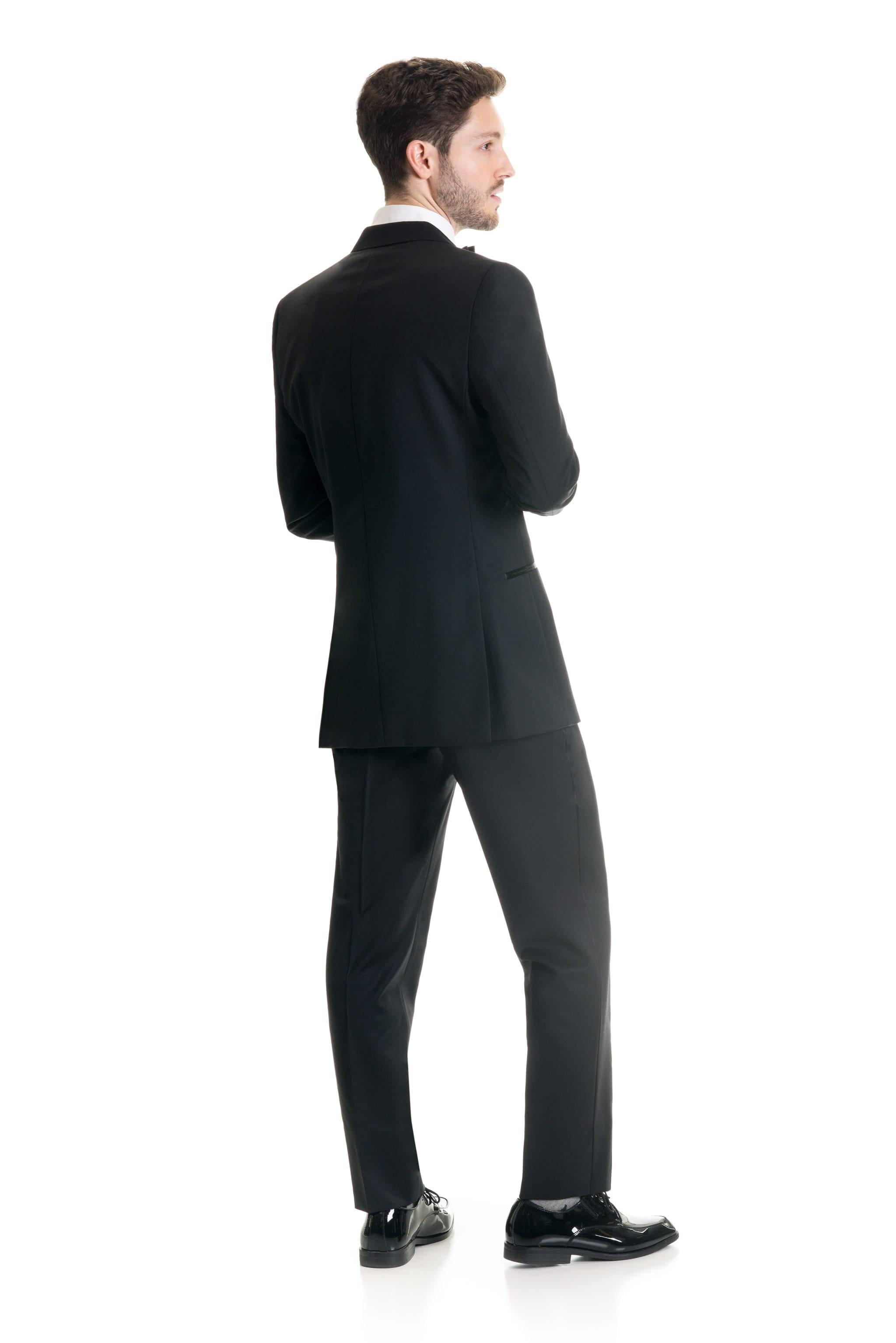 Black Slim Fit Tuxedo Coat - Super 120's — photo 6