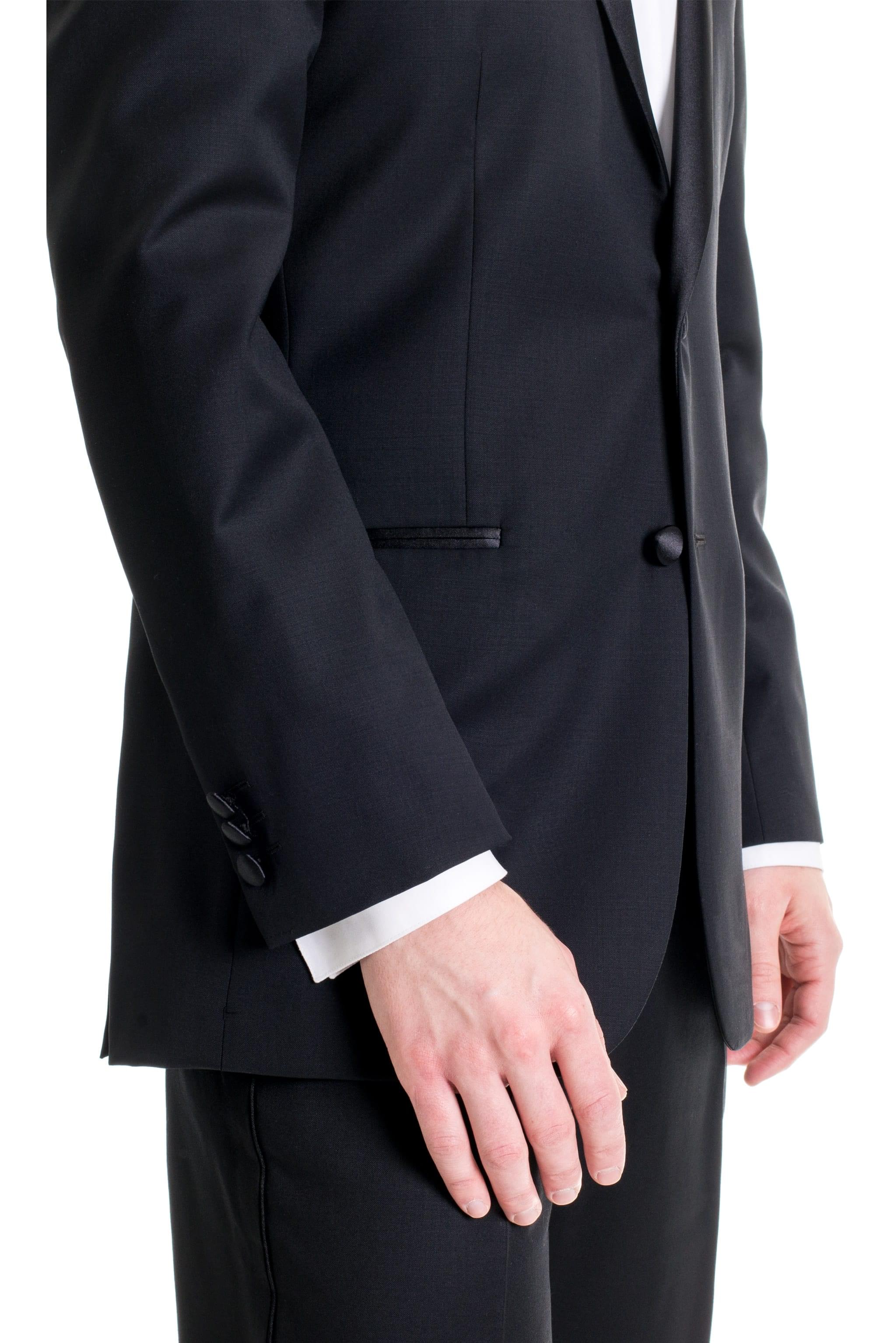 Black Slim Fit Tuxedo Coat - Super 120's — photo 4