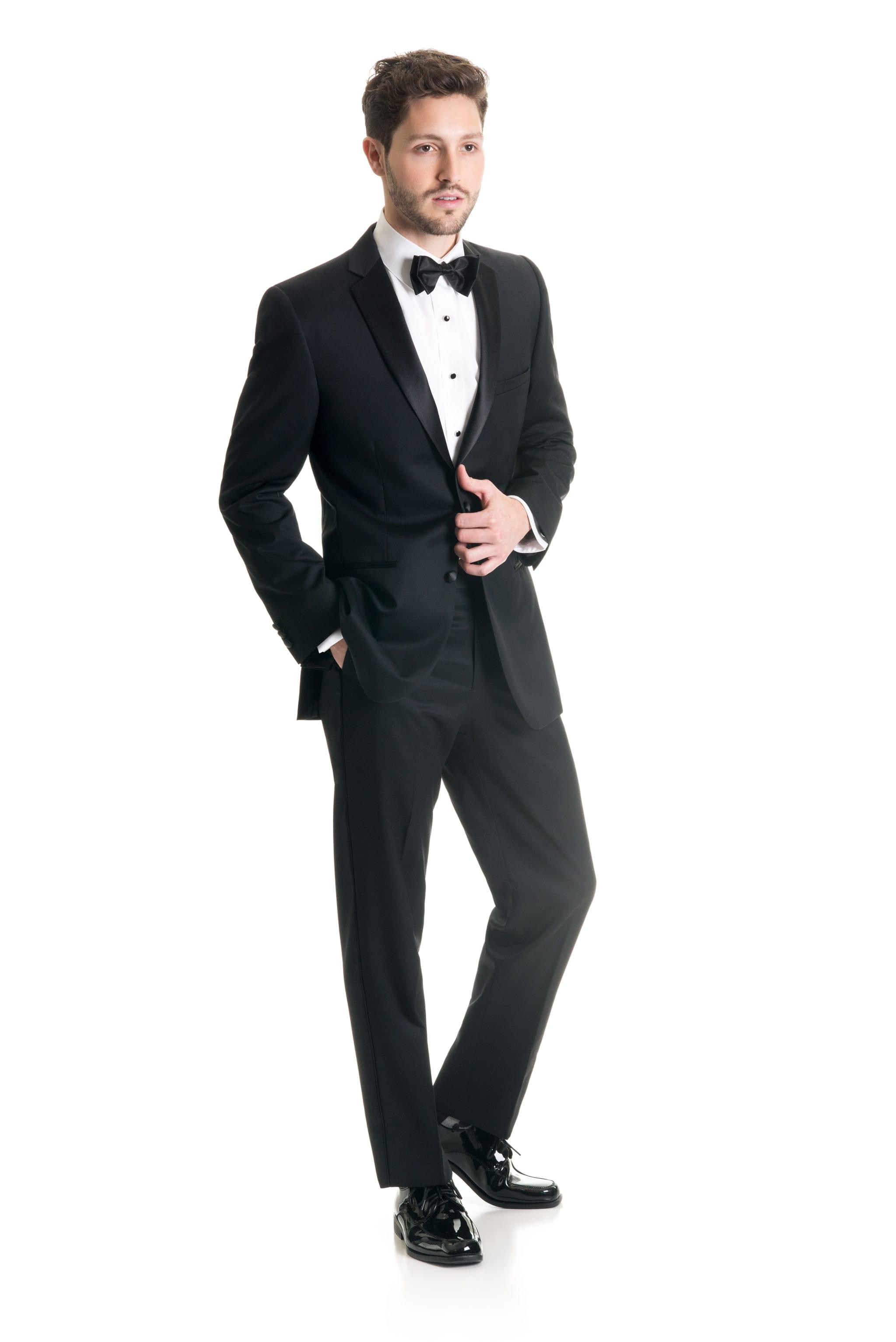 Black Slim Fit Tuxedo Coat - Super 120's — photo 1