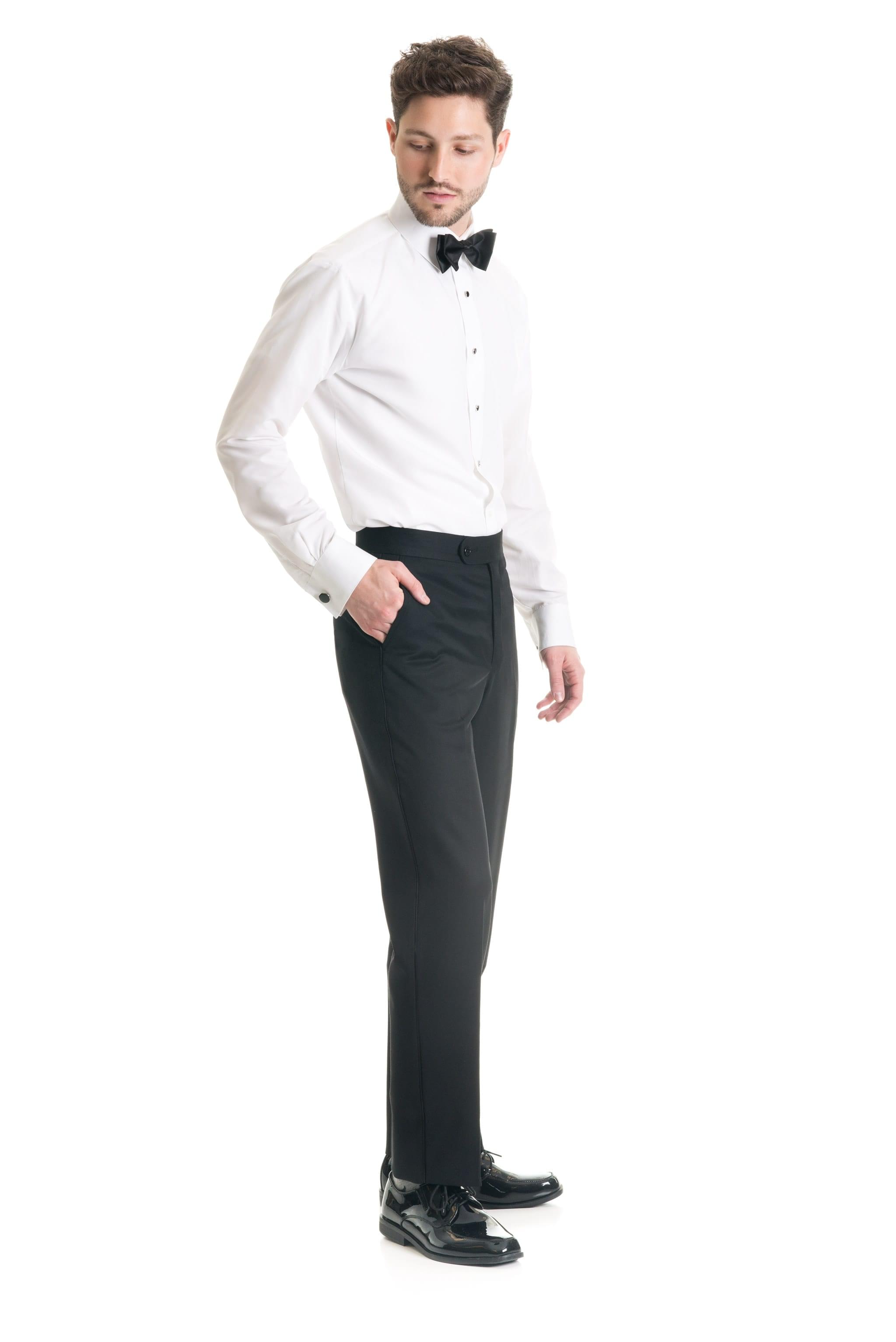 Black Slim Fit Tuxedo Pants - Super 120's — photo 2