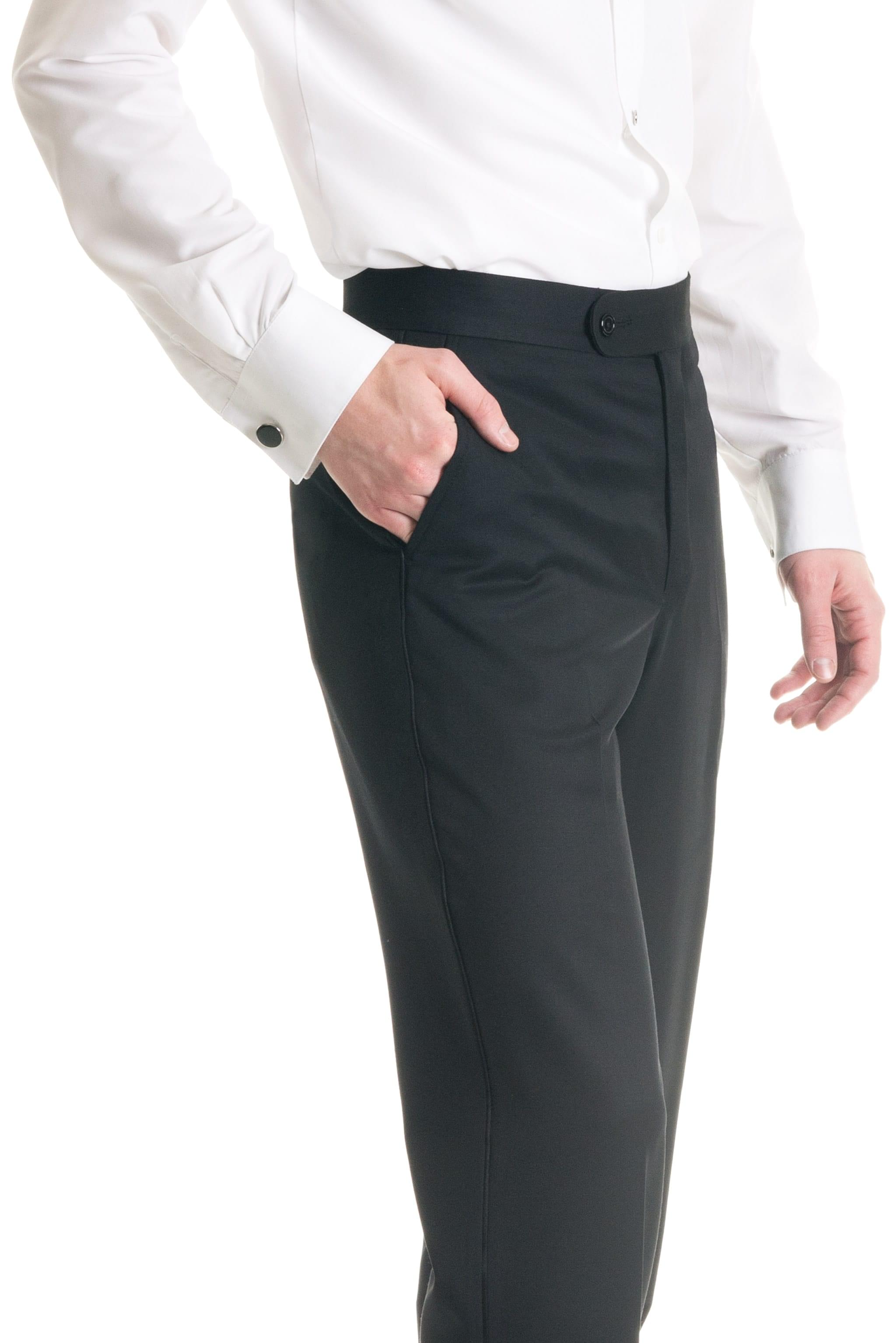 Black Slim Fit Tuxedo Pants - Super 120's — photo 3