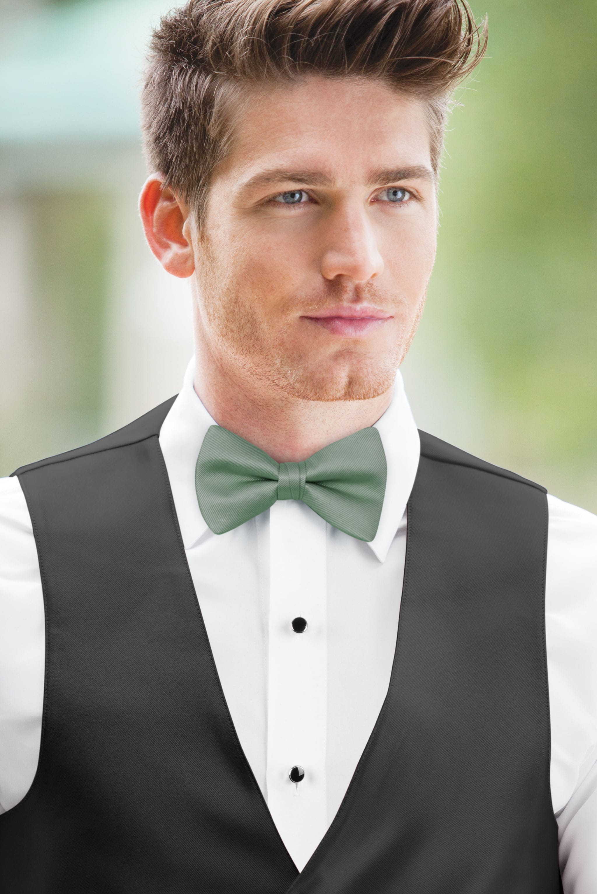 Solid Dusty Sage Bow Tie — photo 2