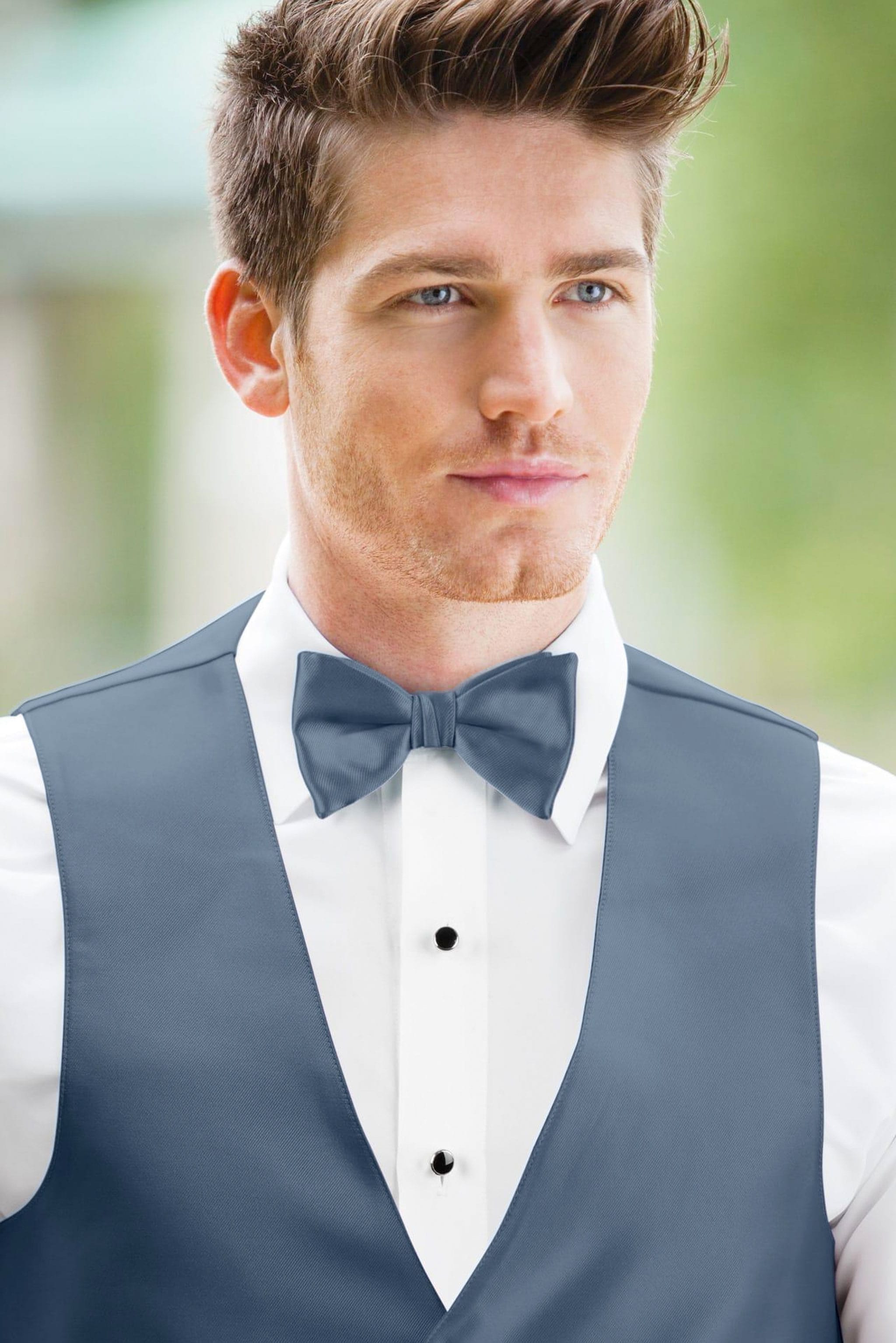 Solid Slate Blue Bow Tie — photo 2