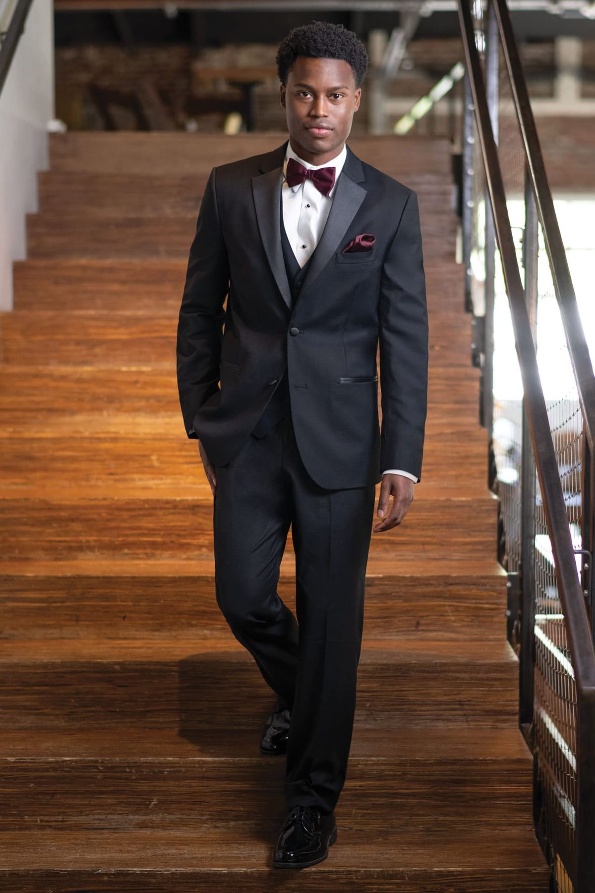 Black Stretch Slim Fit Tuxedo Coat — photo 1